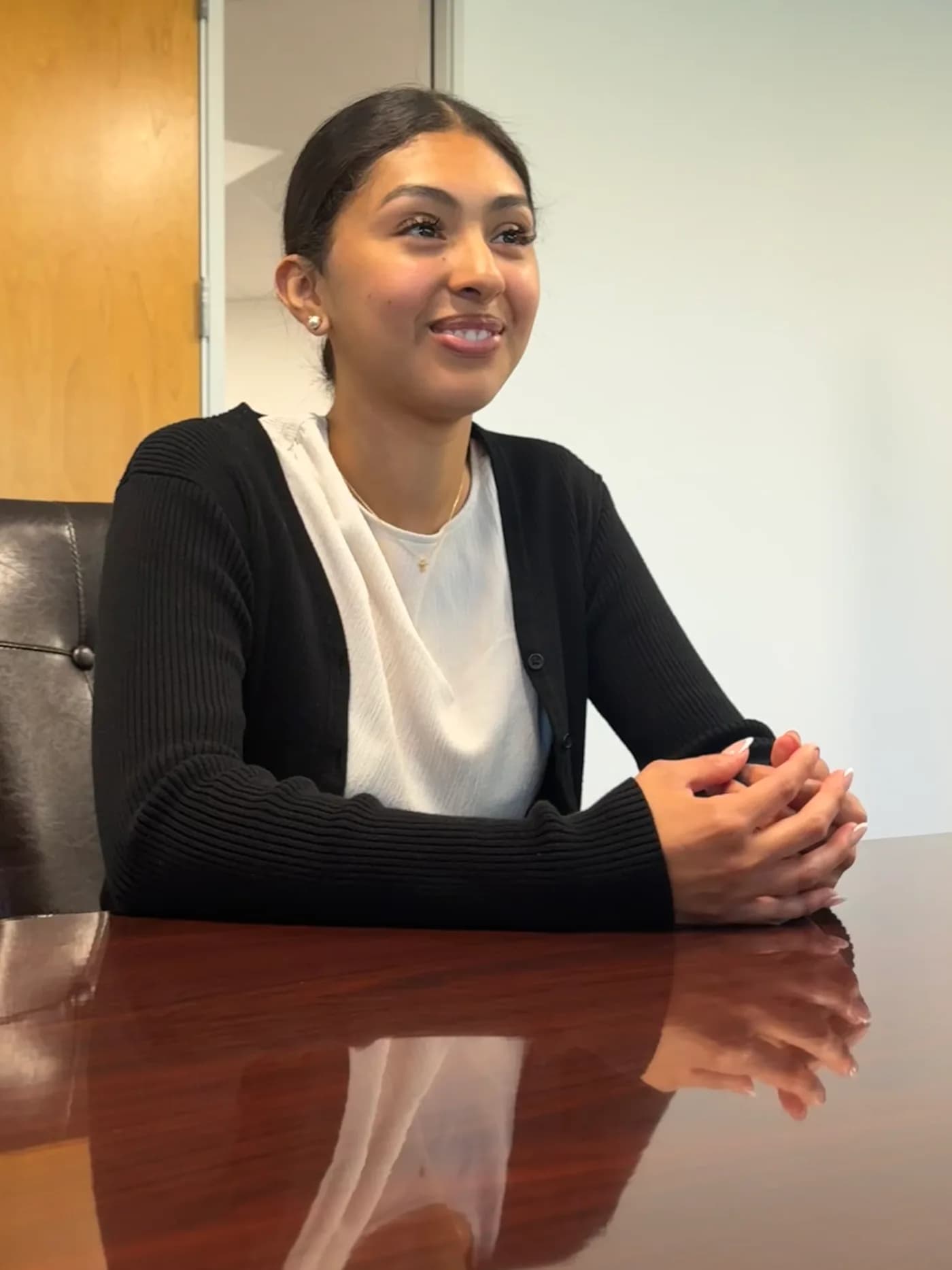 A CCI student practicing answers during a mock interview